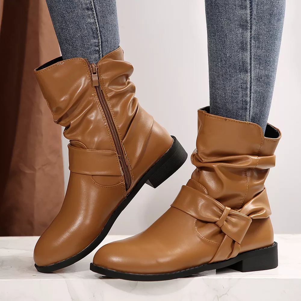 Round Toe Low Heel Boots, image 8