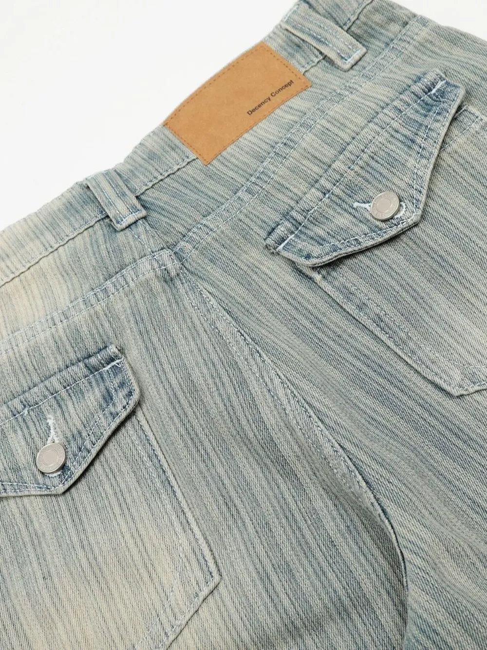 Men's Washed Pinstripe Wide Leg Jeans, image 8