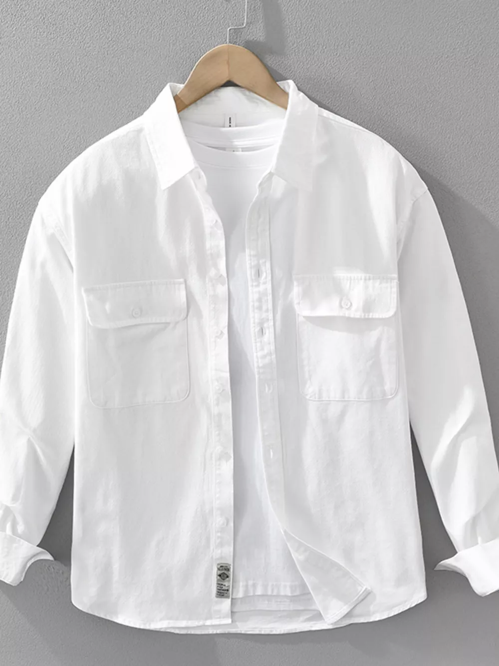 Men's Plus Size Button Up Long Sleeve Shirt, image 3