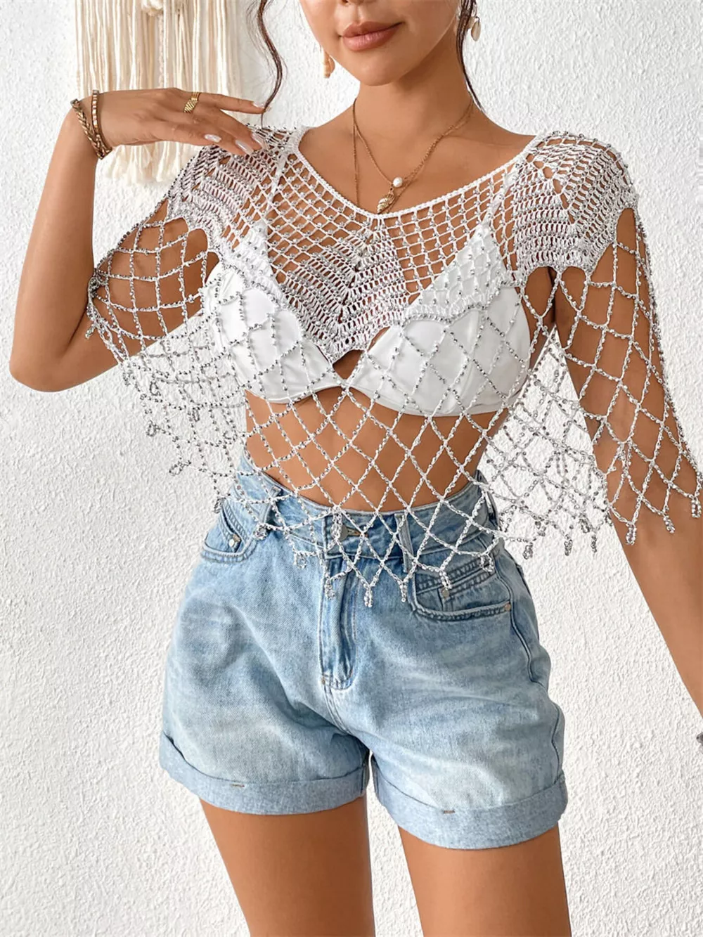 Beaded Crochet Cover Up, image 9