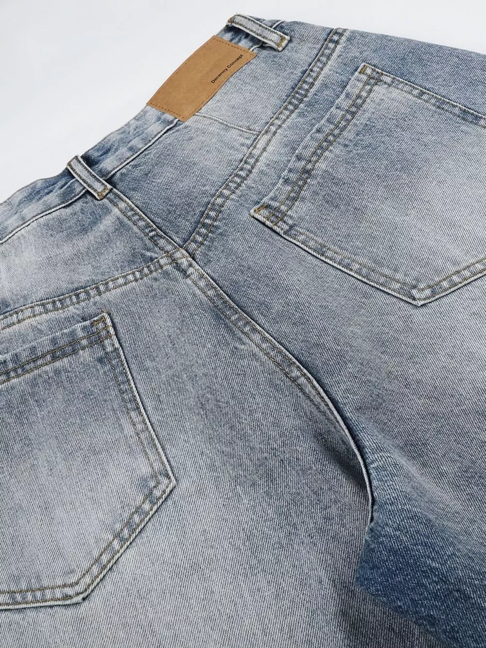 Men's High-Waisted Asymmetric Button-Fly Wide-Leg Denim Capris, image 8