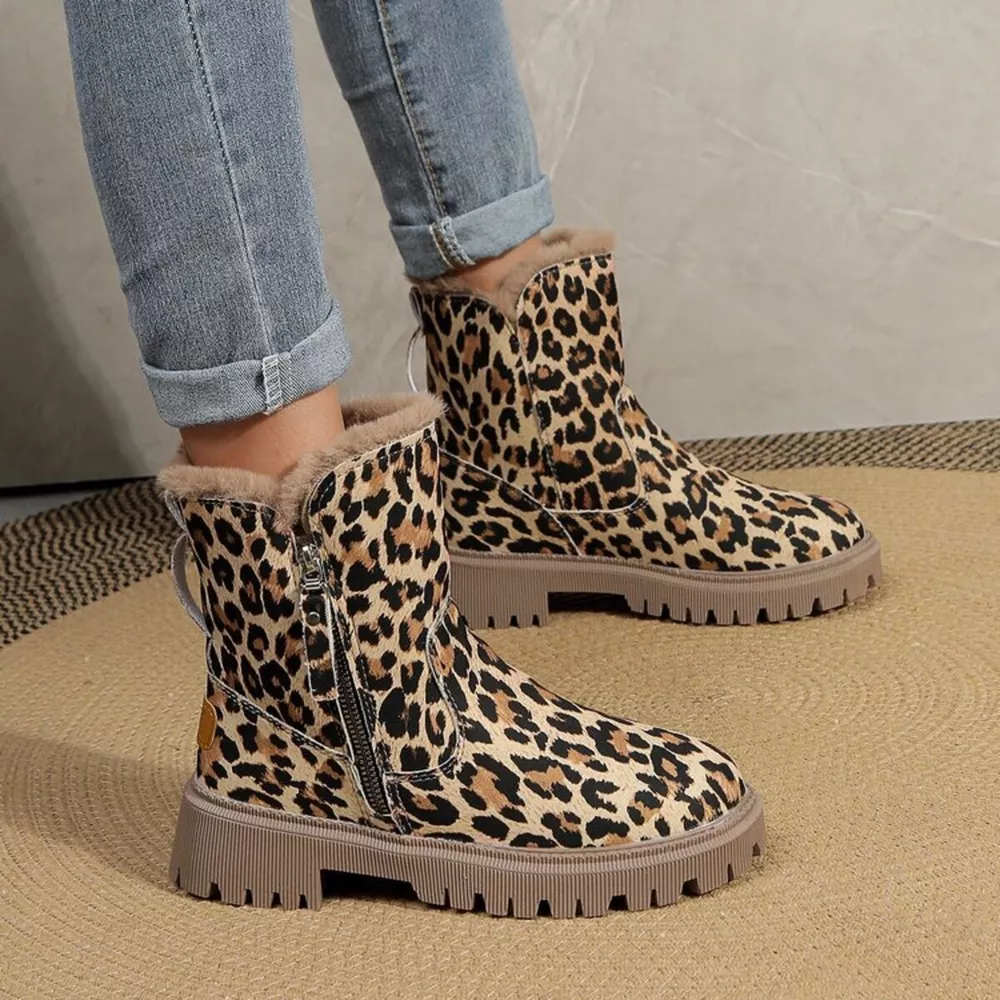 Leopard Print Fur Lined Ankle Boots, image 5