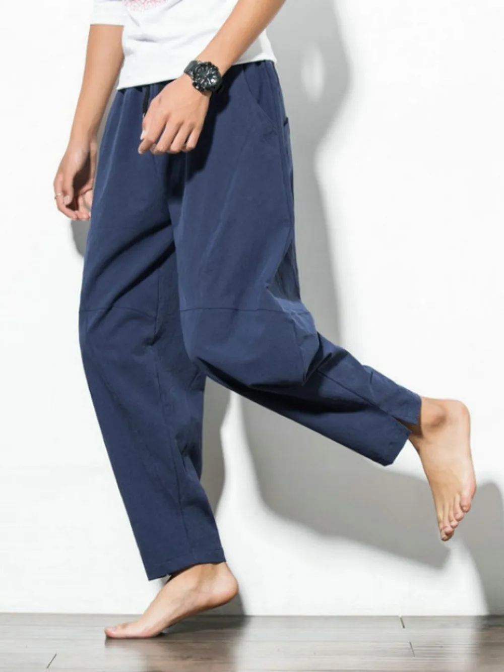 Men's Plus Size Casual Drawstring Wide Leg Pants, image 5