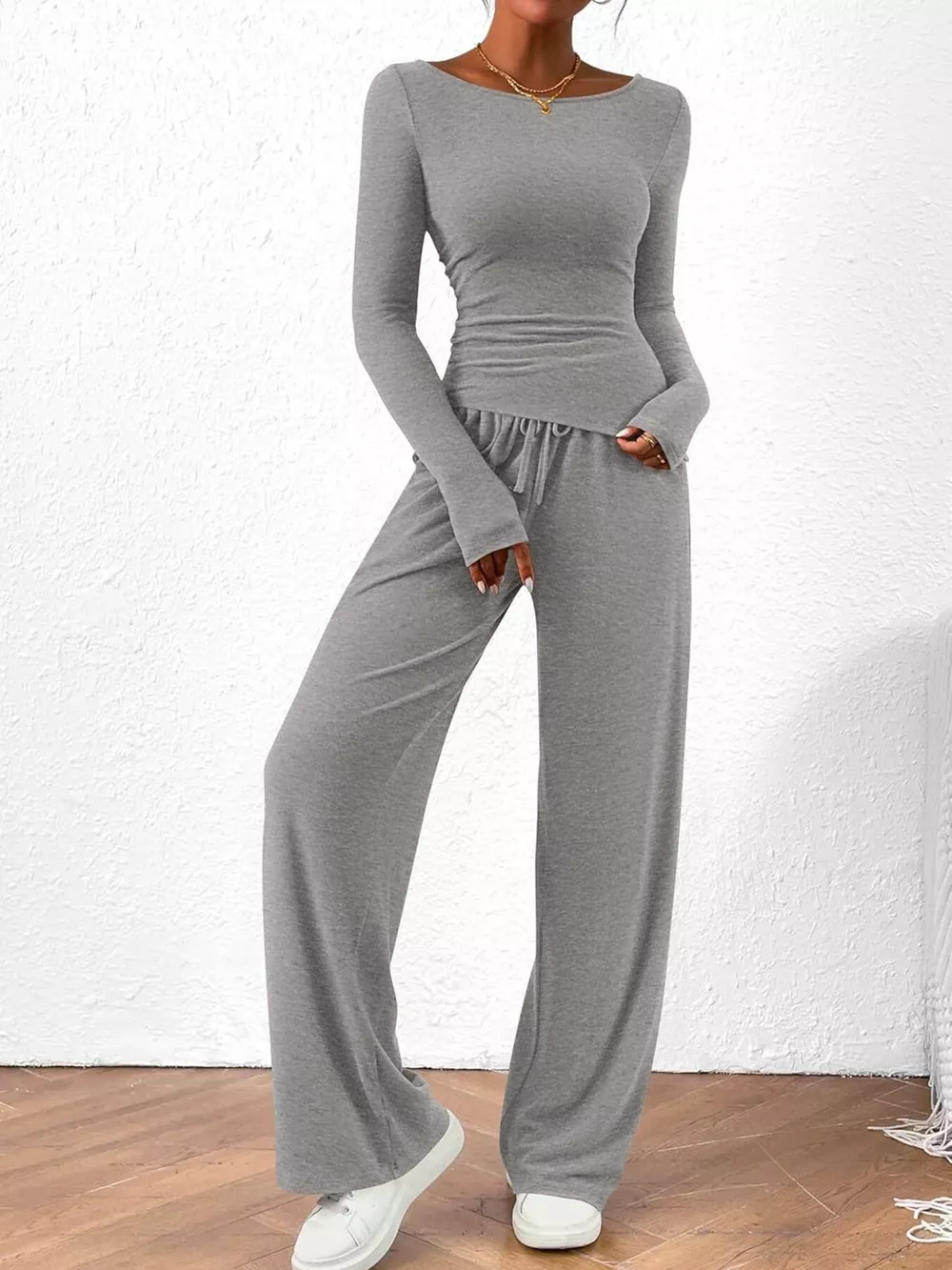Long Sleeve Top and Wide Leg Pants Set, image 23