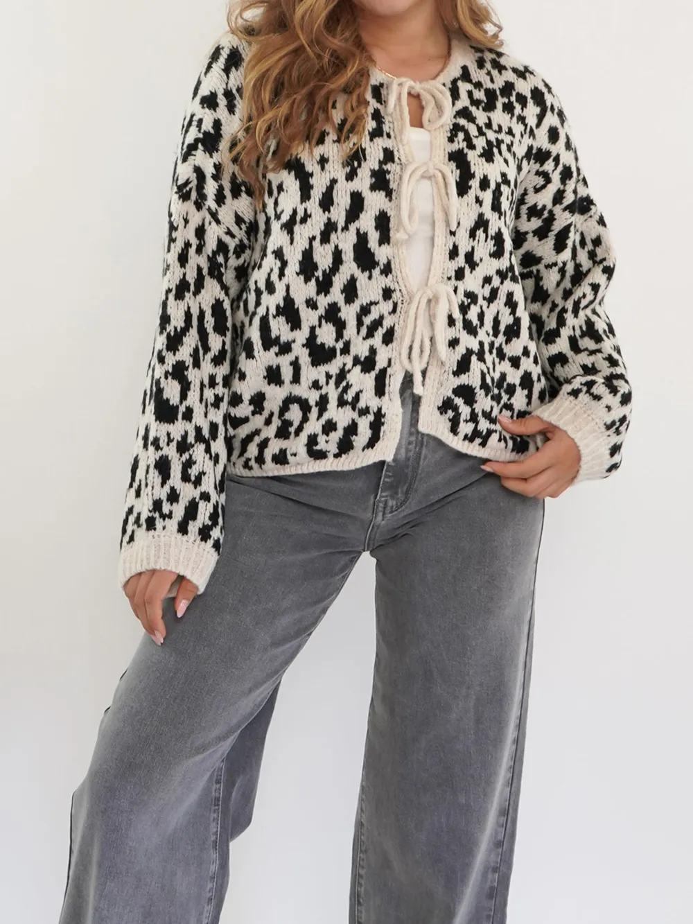 Leopard Tie Front Cardigan, image 5