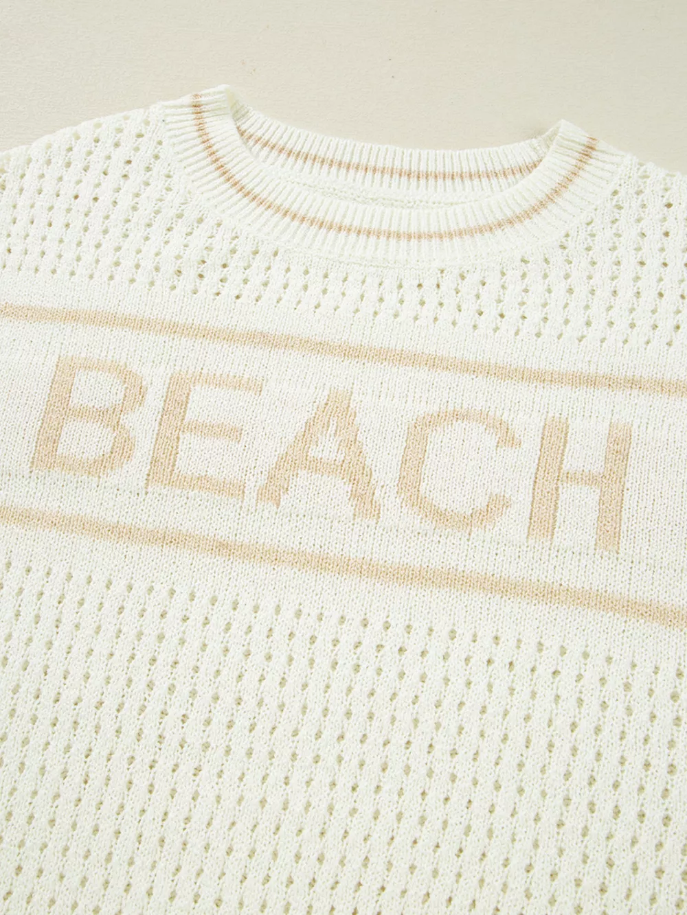BEACH Hollow Out Knitted Lightweight Dolman Sweater, image 6