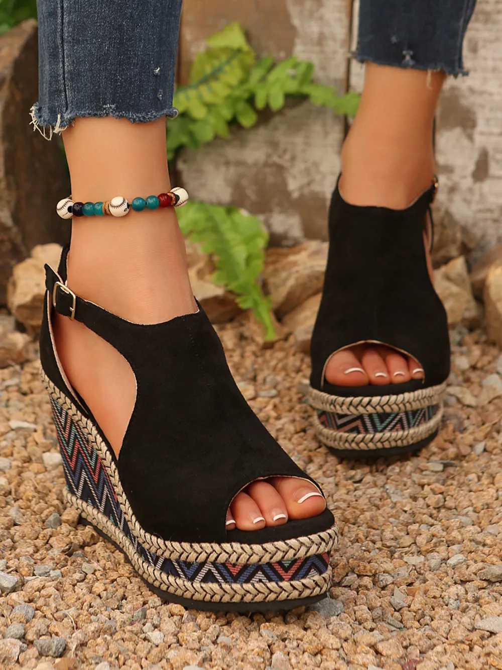 Cutout Platform Wedge Sandals, image 2