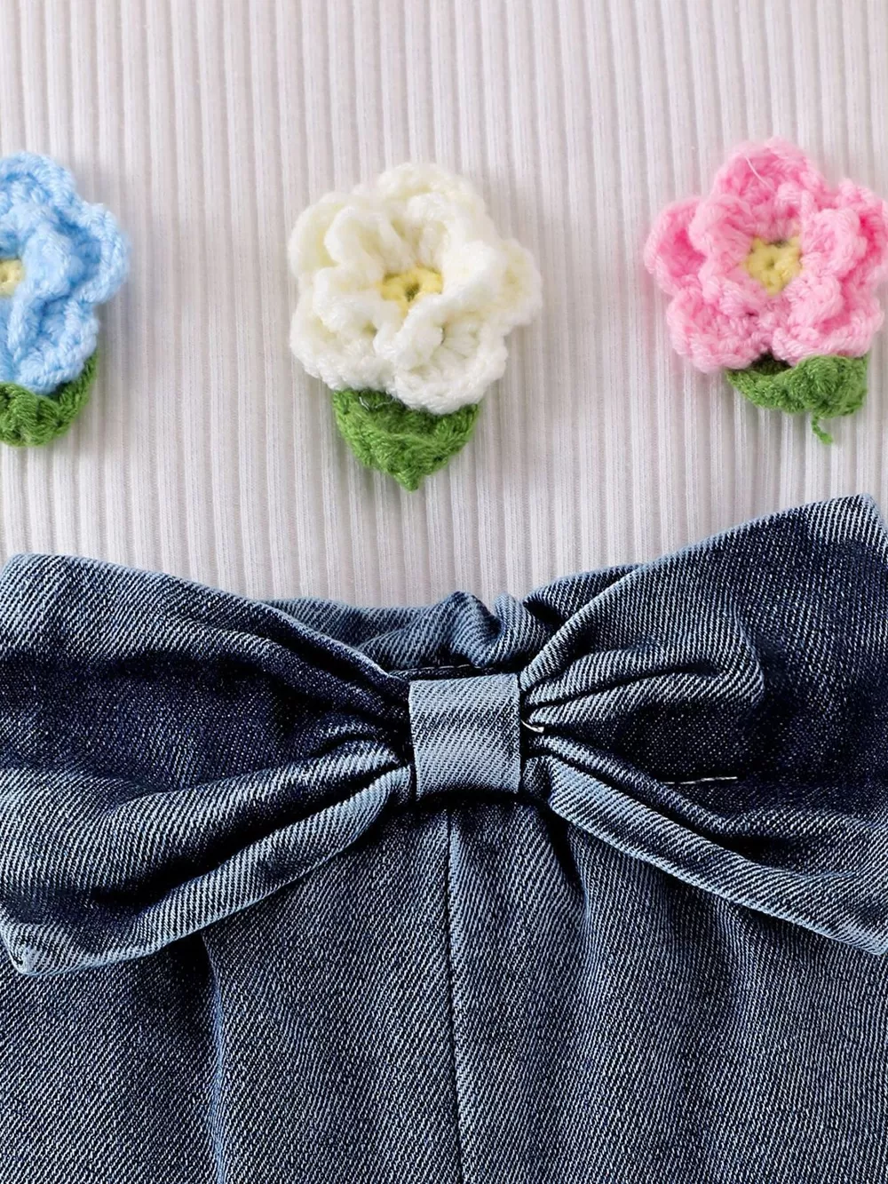 Children's Ruffled Flower Top and Denim Shorts Set, image 6