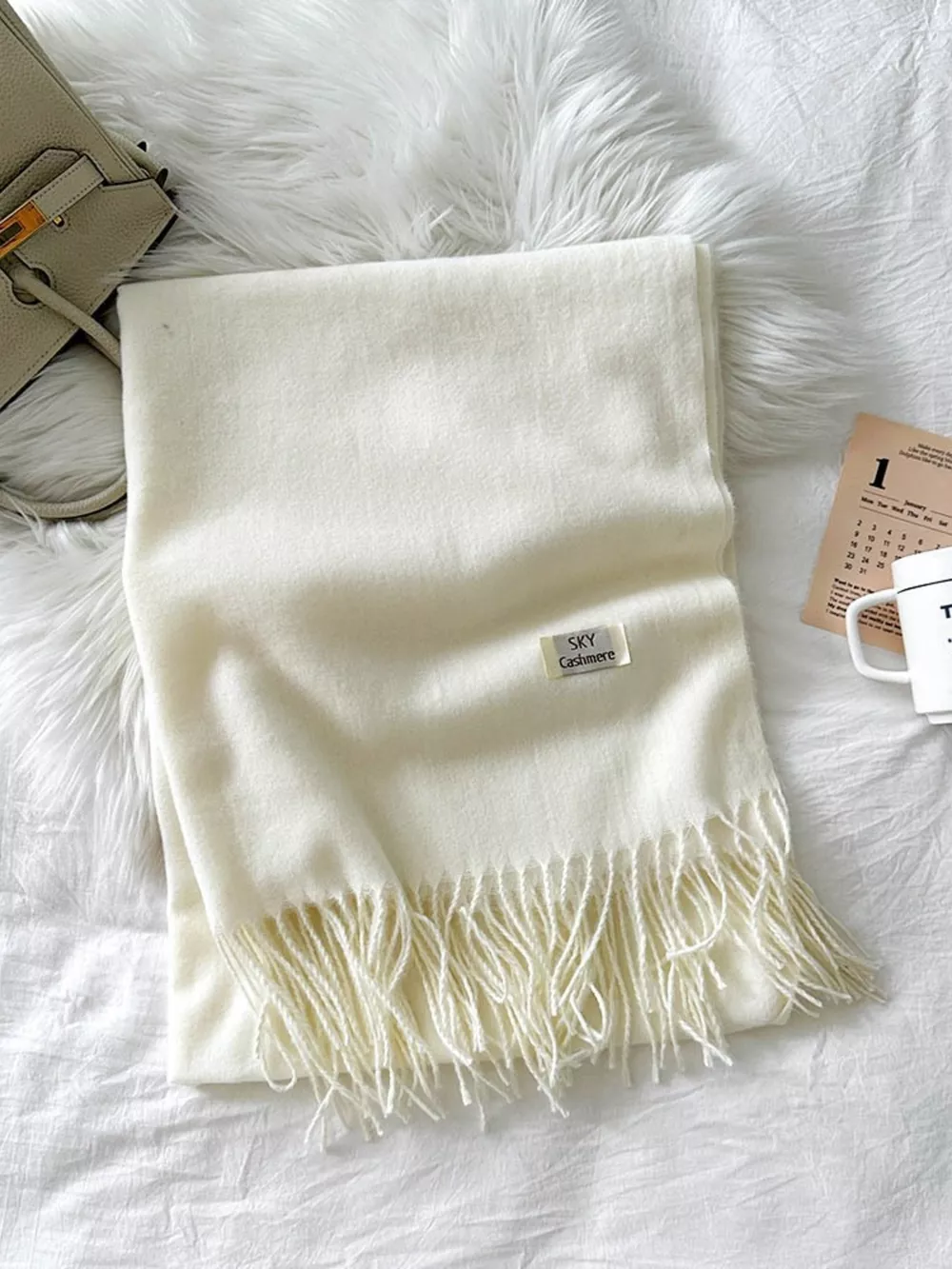 Fringe Solid Color Scarf, image 2