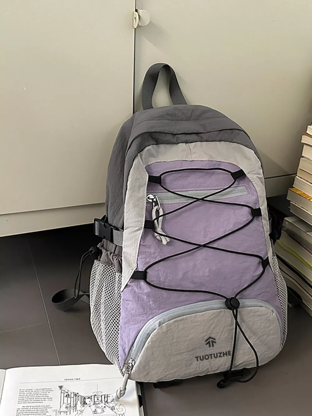 Color Block Lightweight Backpack Bag, image 3