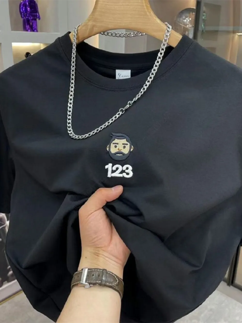 Men's Full Size Number 123 Round Neck T-Shirt Plus Size