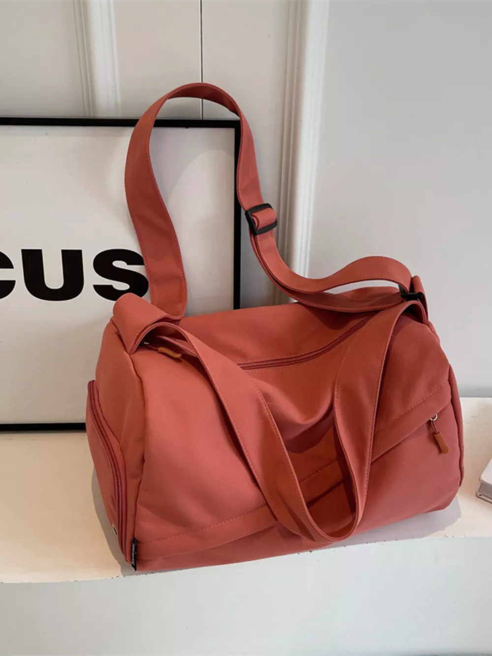 Adjustable Strap Solid Color Travel Bag, image 8