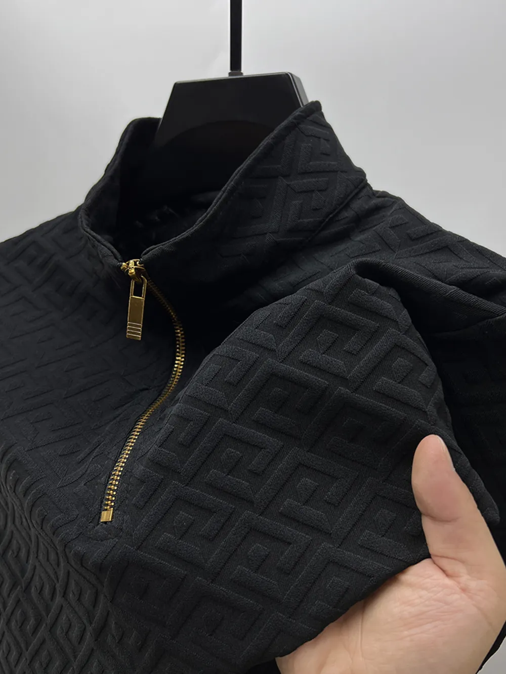 Men's Plus Size Quarter Zip Long Sleeve Top, image 5