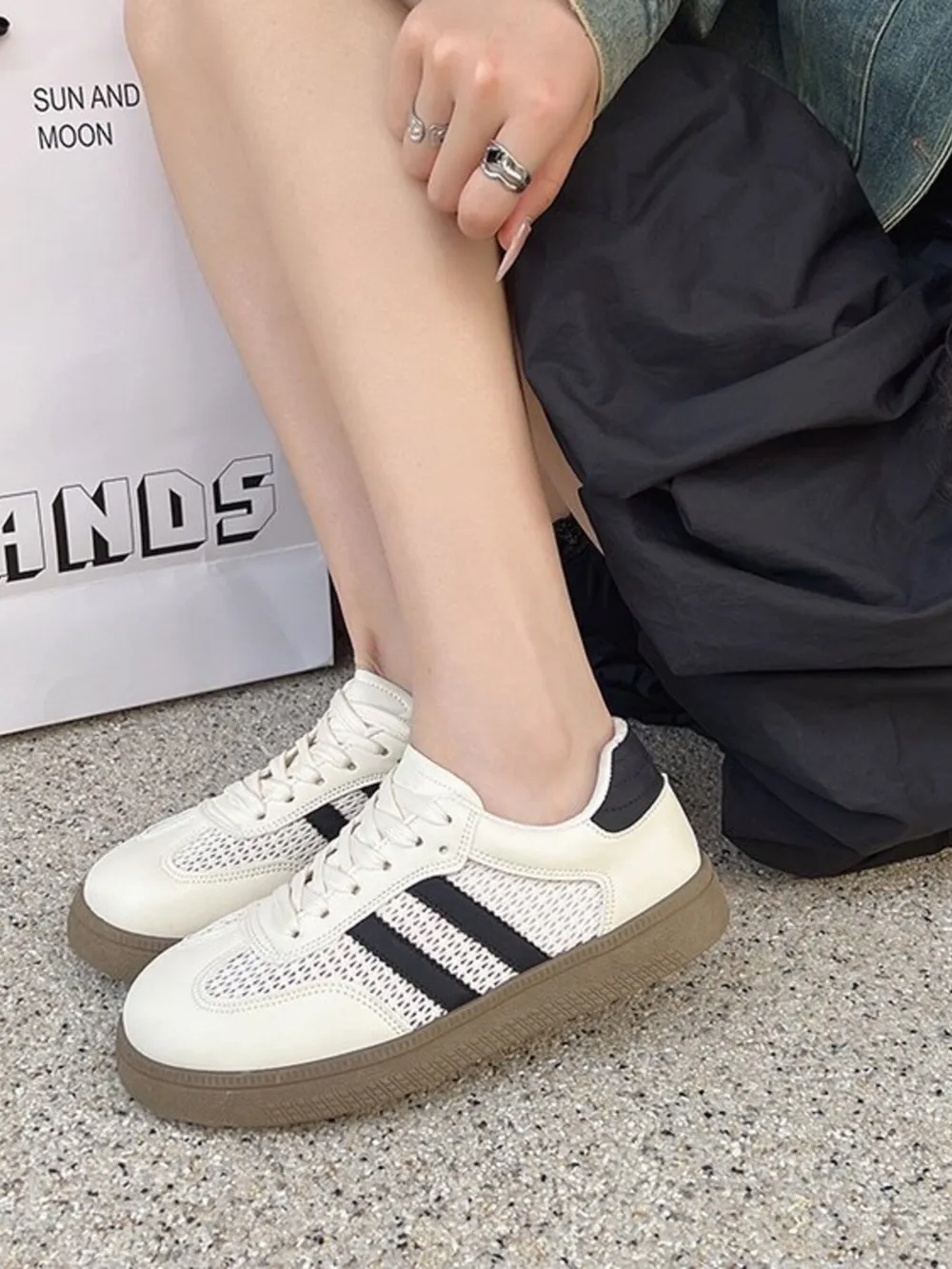 Lace Up Round Toe Platform Sneakers, image 4