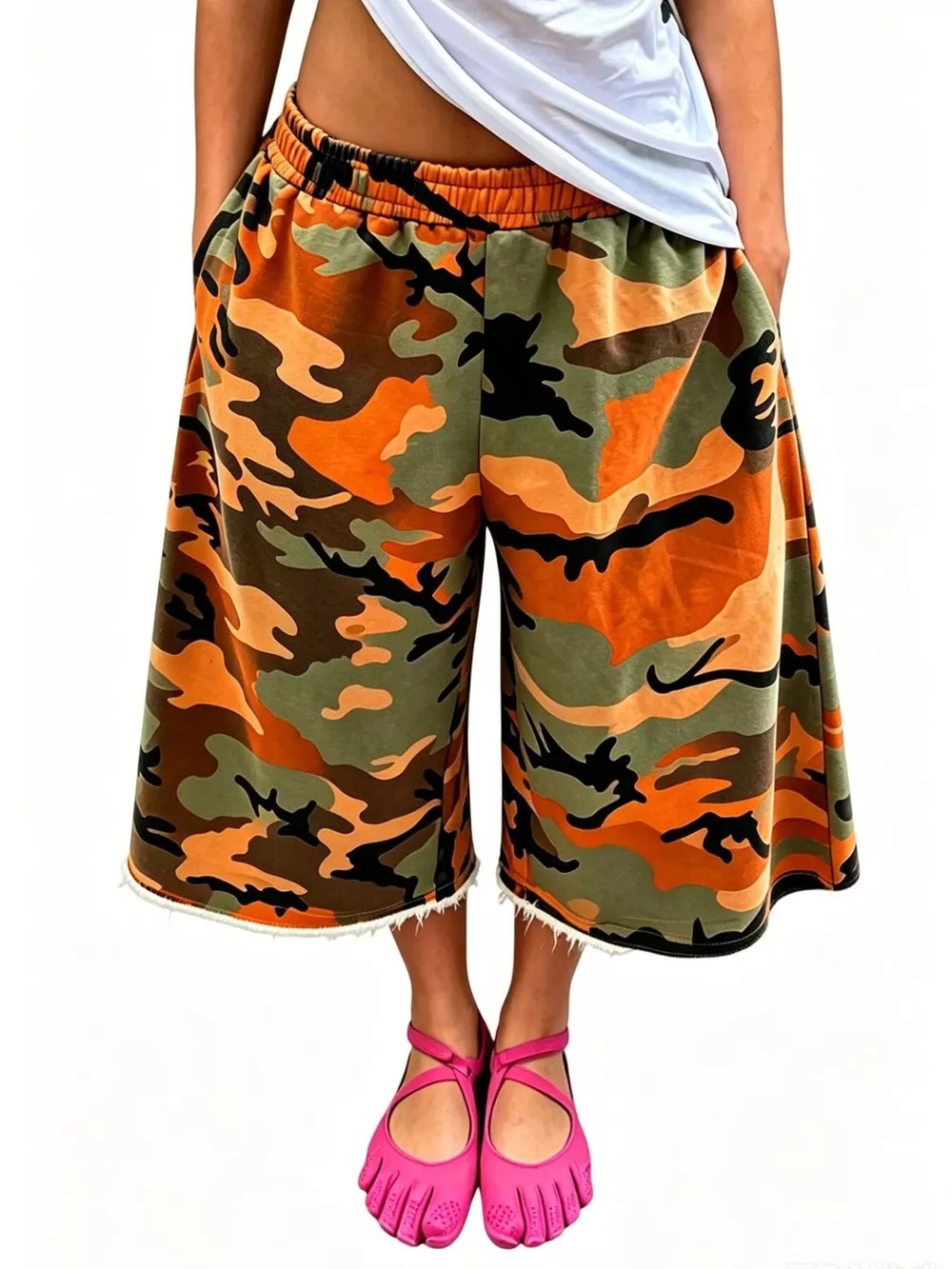 Wide-Leg Cropped Sweatpants with Pockets, image 9