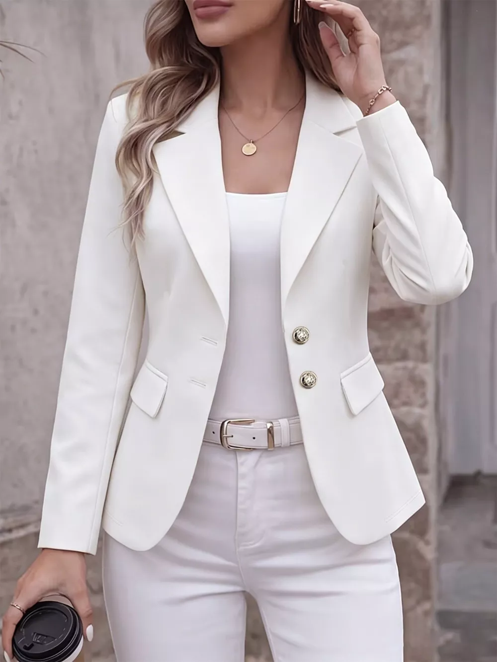 Full Size Lapel Collar Long Sleeve Blazer Plus Size
