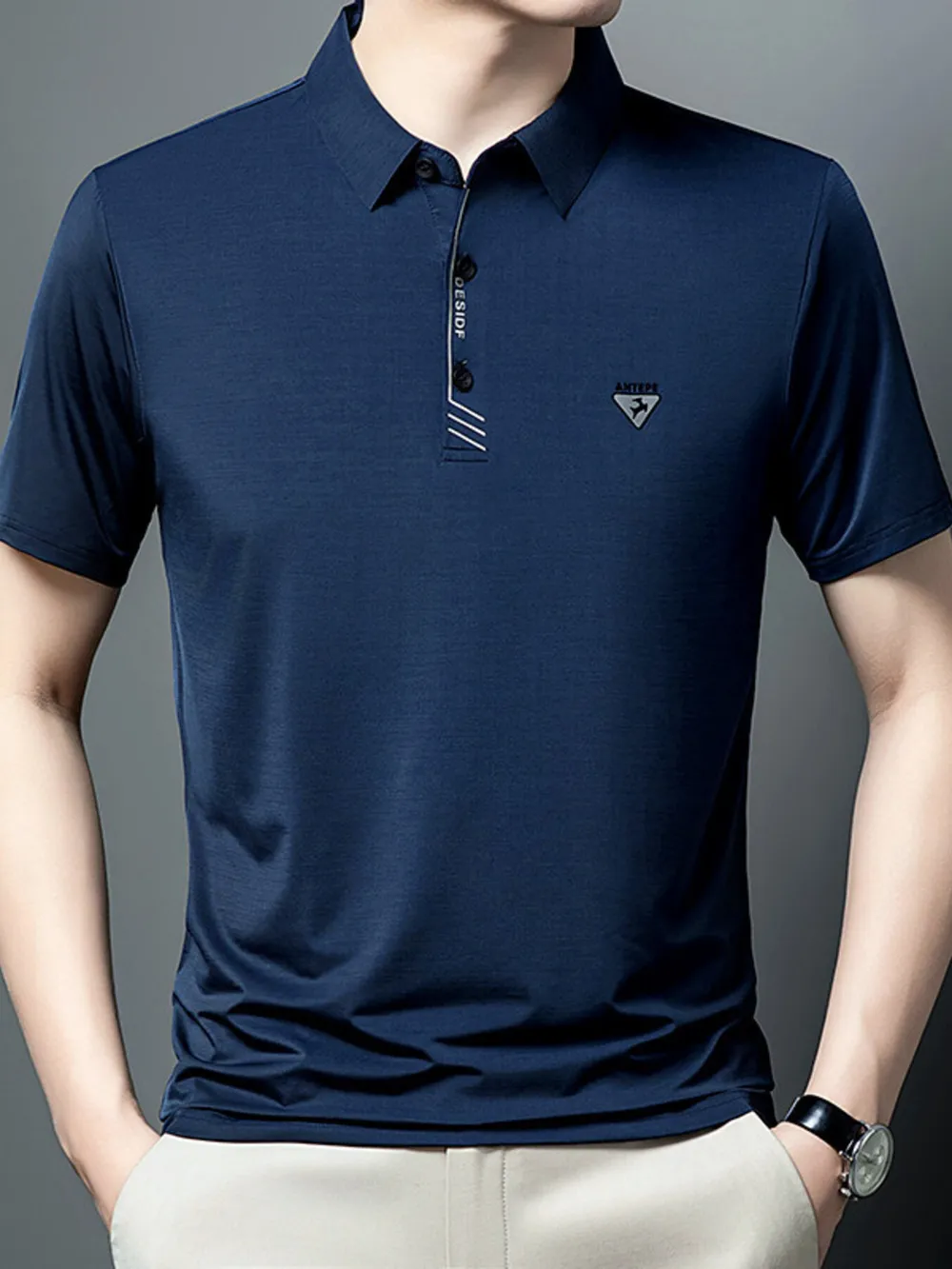 Men's Plus Size Collared Neck Short Sleeve Polo, image 7