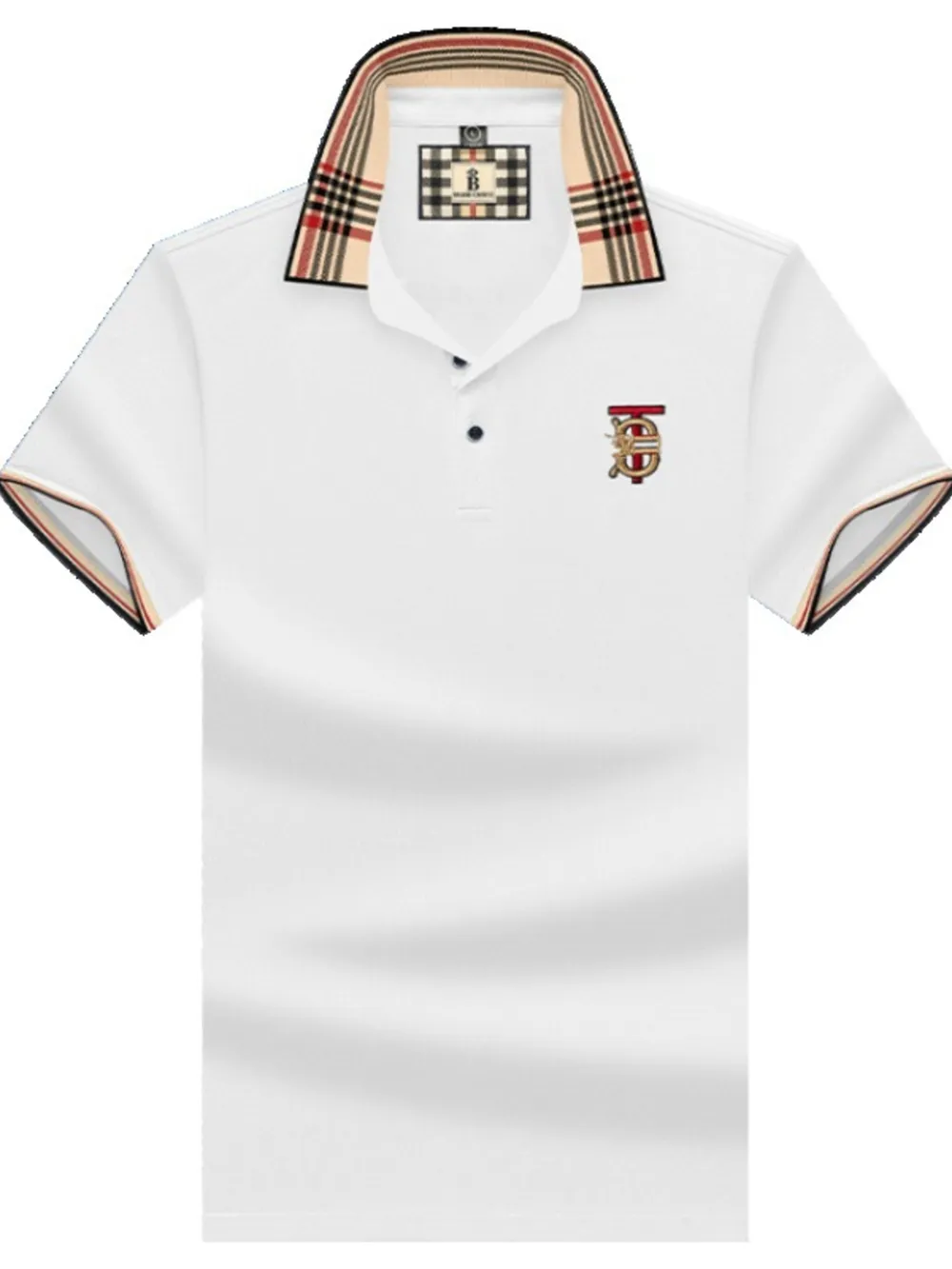 Men's Plus Size Plaid Collar Embroidered Polo, image 4