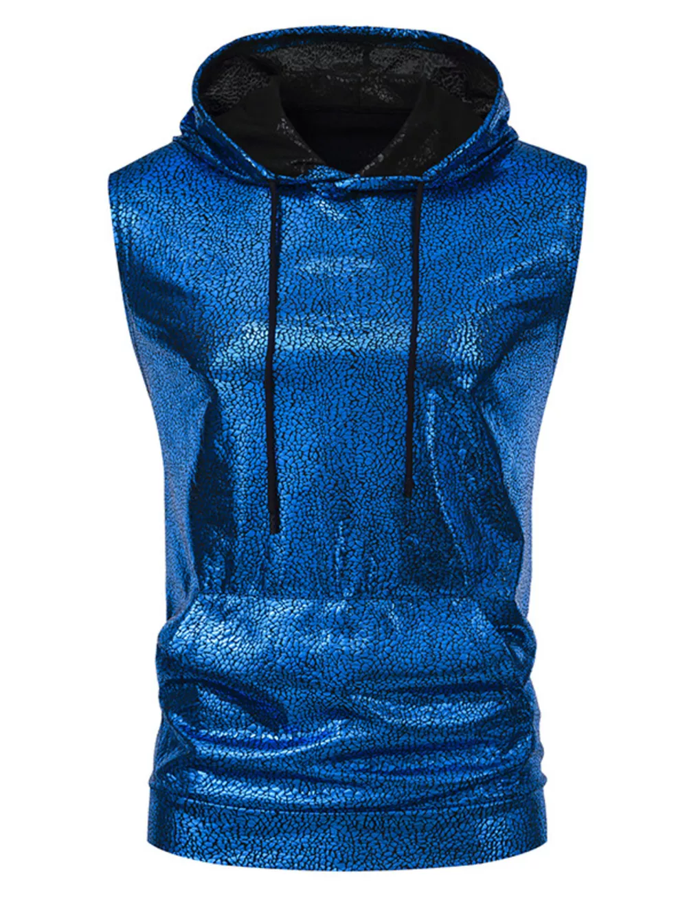 Men's Drawstring Sleeveless Hooded Top
