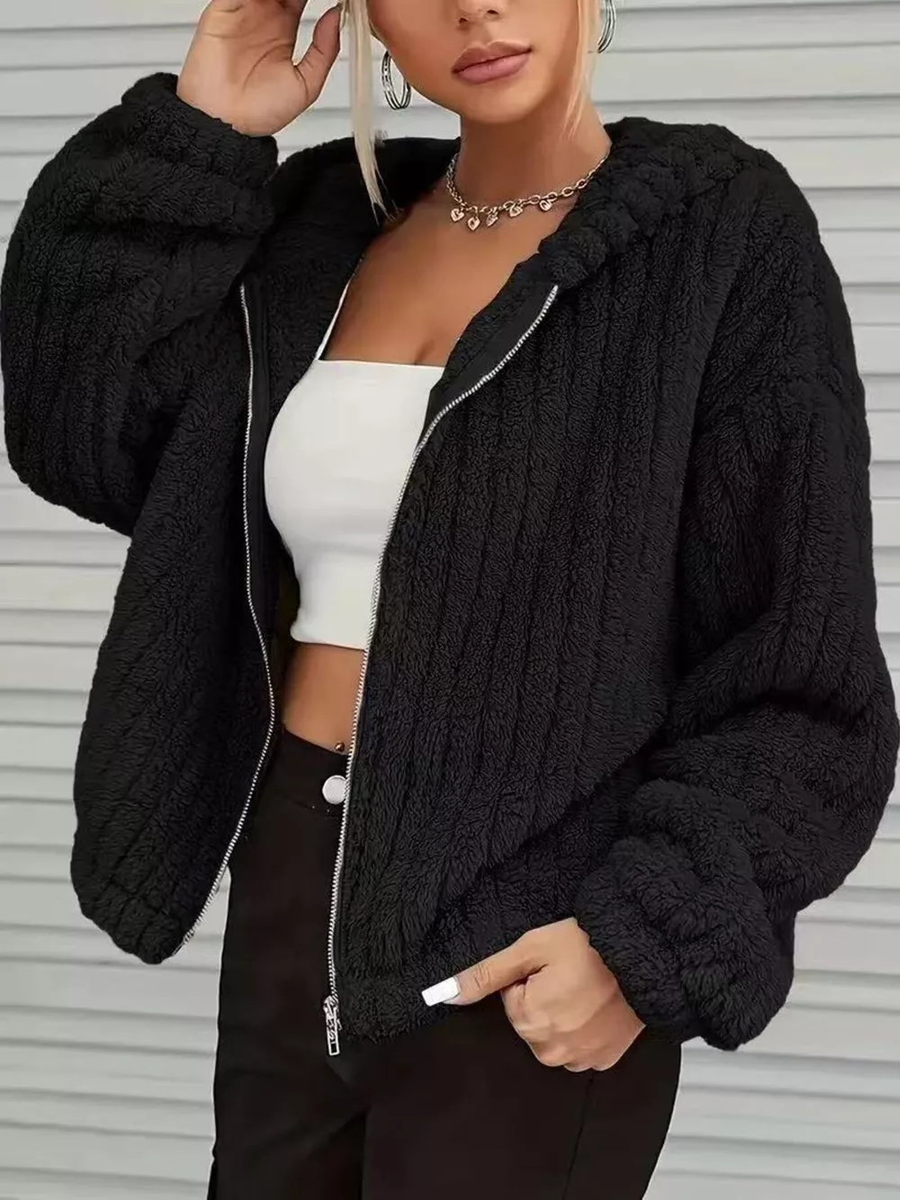 Teddy Bear Ear Hooded Fleece Outerwear, image 8