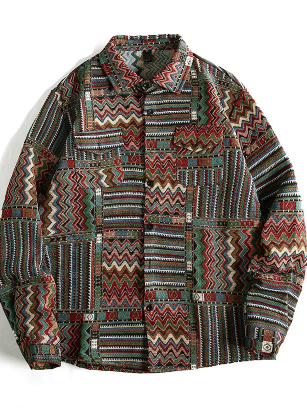 Men's Geometric Button Up Shacket, image 5