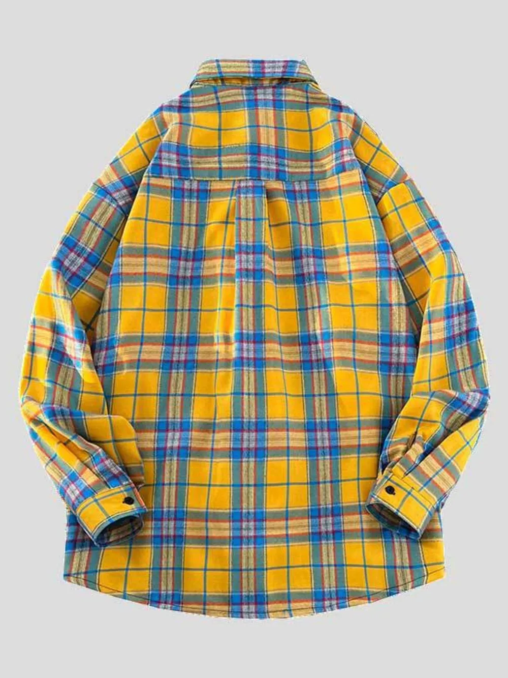 Men's Full Size Casual Plaid Long Sleeve Shirt Plus Size, image 5