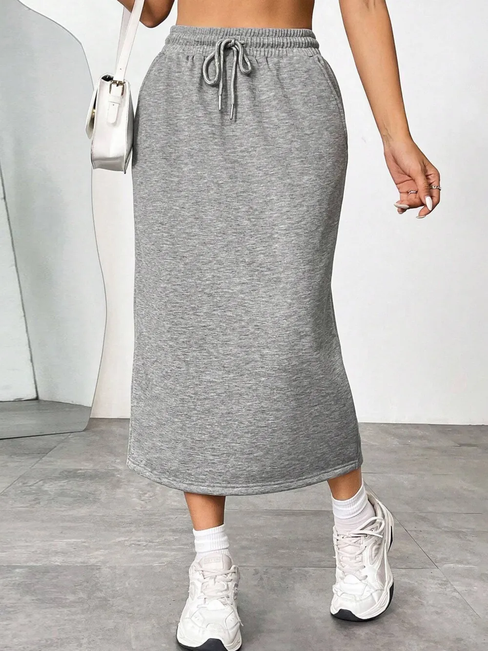 Slit Drawstring Midi Skirt, image 6