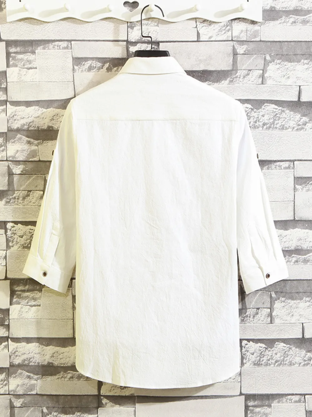 Men's Plus Size Button Up 3/4 Sleeve Shirt, image 6