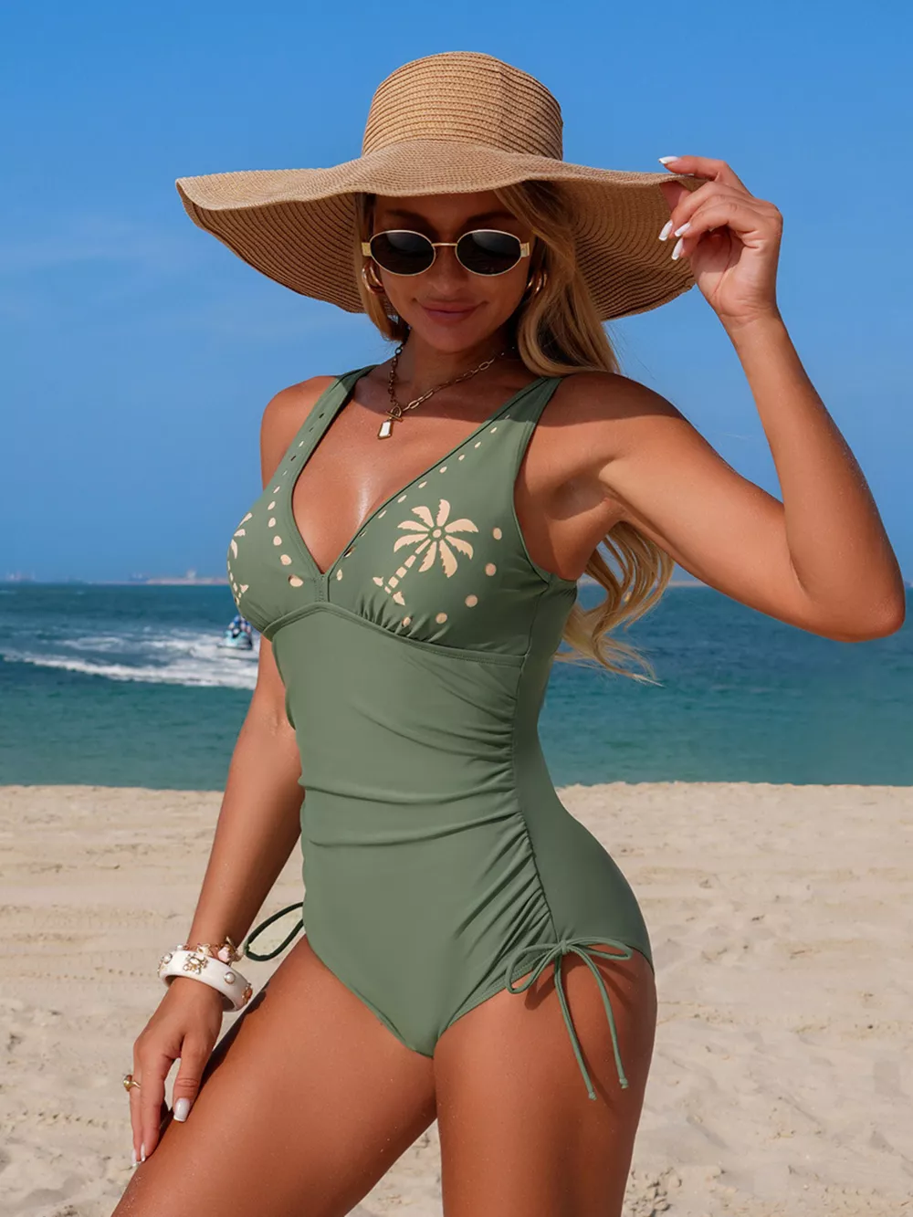 Side Drawstring One-Piece Swimsuit, image 6