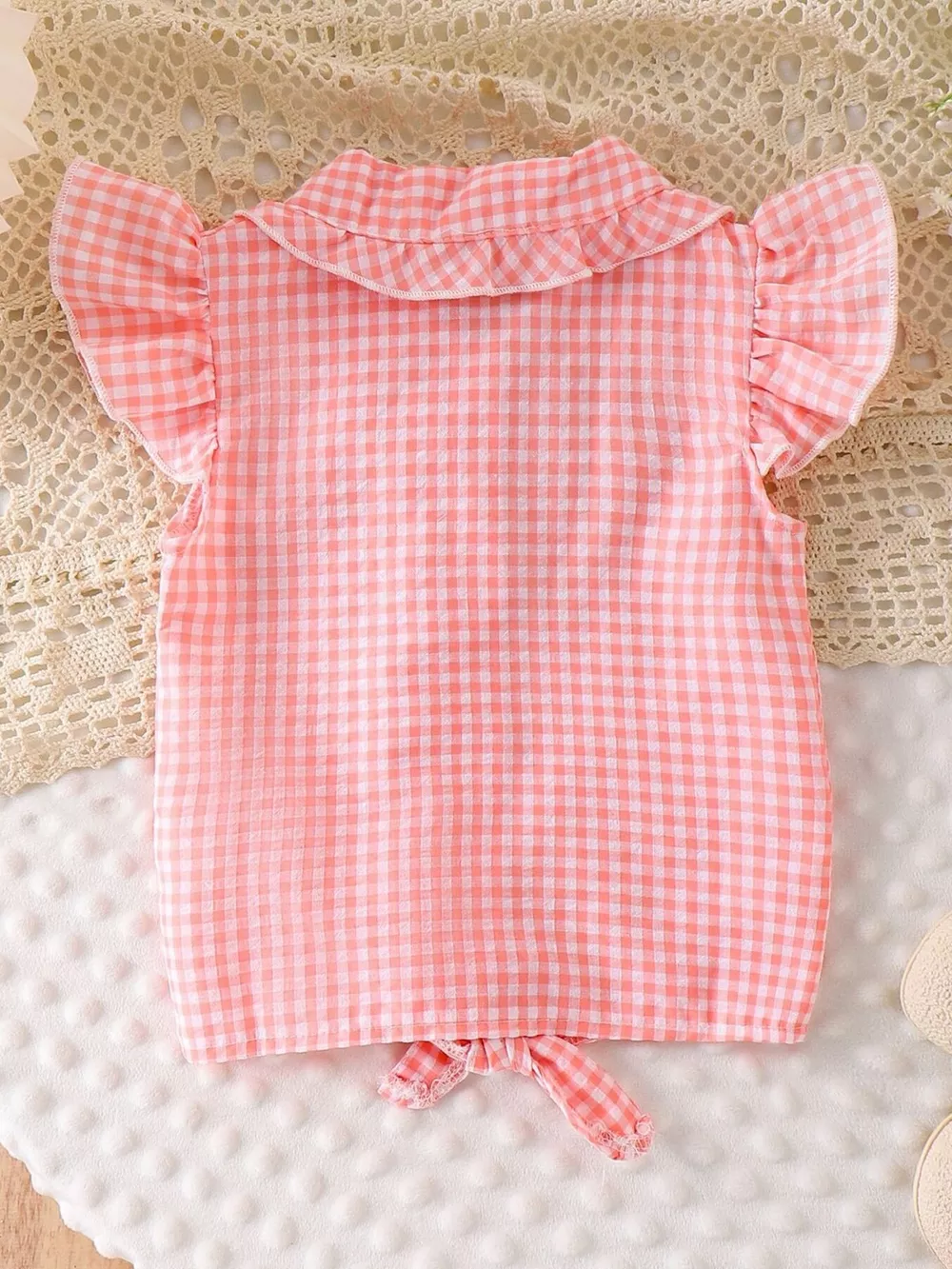 Children's Gingham Ruffle Collar Sleeveless Shirt, image 10