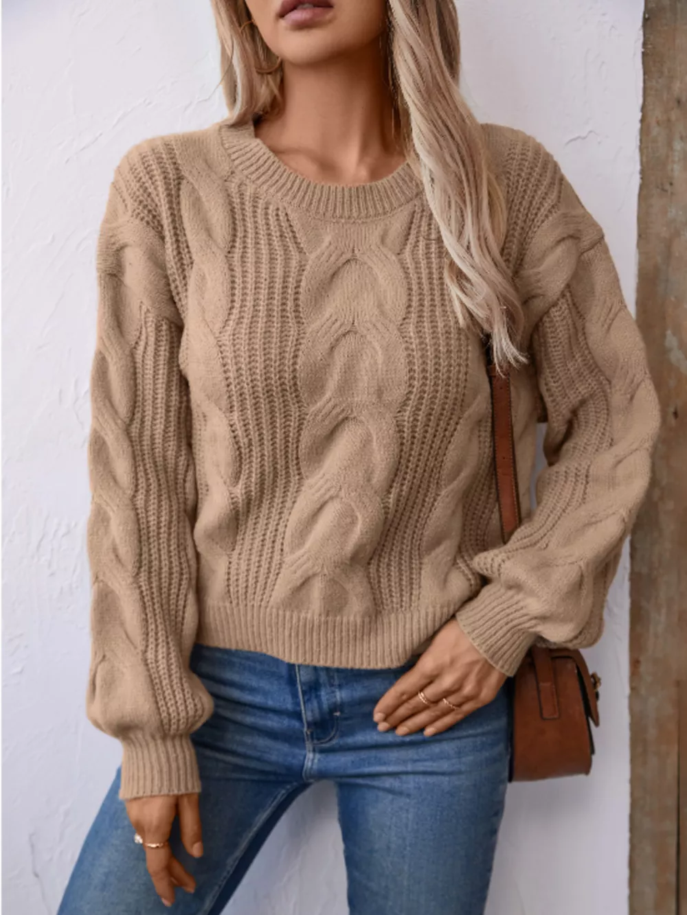 Cable Knit Long Sleeve Sweater, image 2