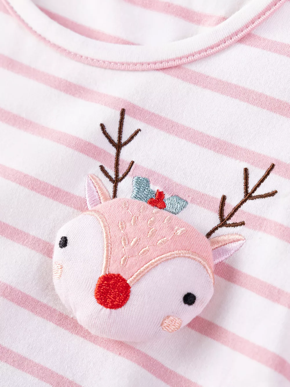 Children's Striped Tulle Dress with Reindeer Applique, image 4