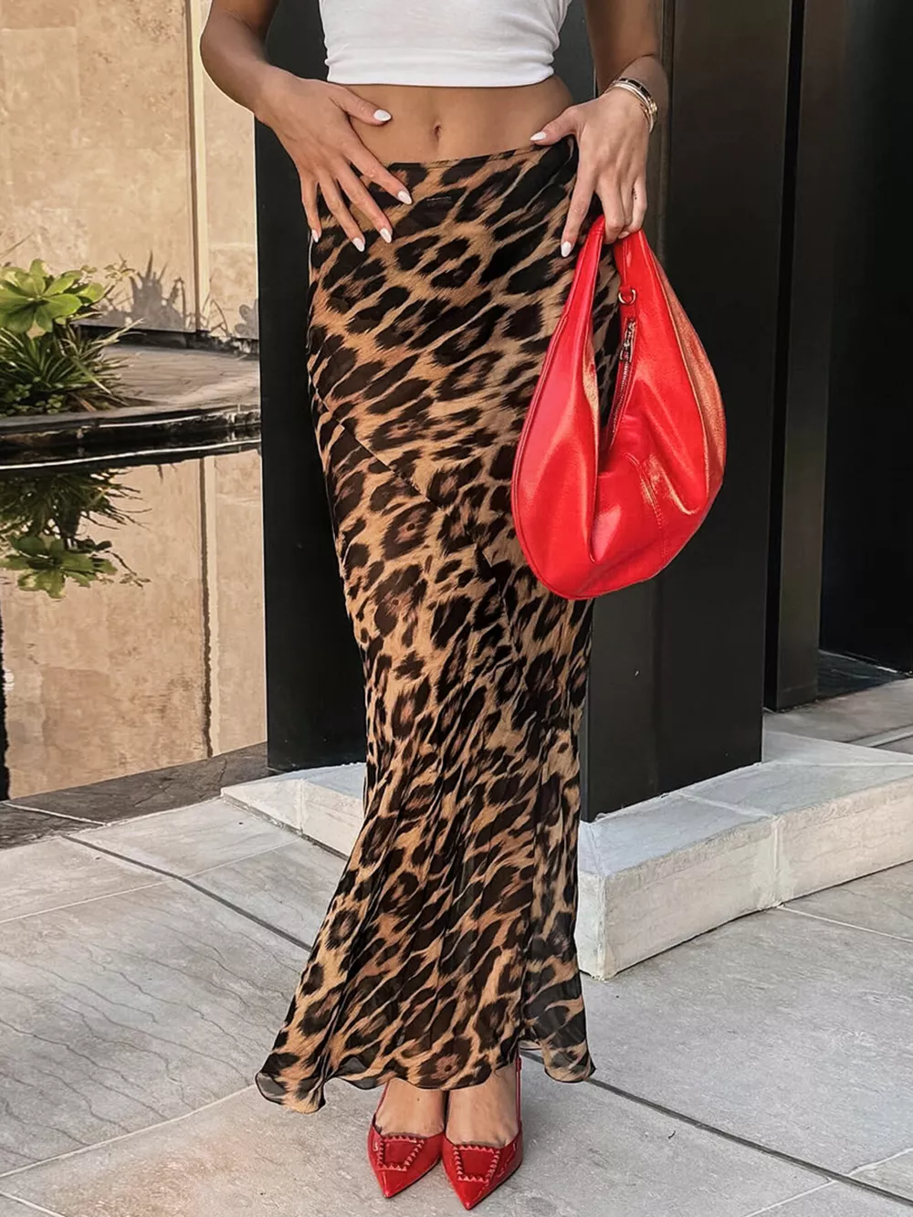 Leopard Print Bodycon Maxi Skirt, image 9