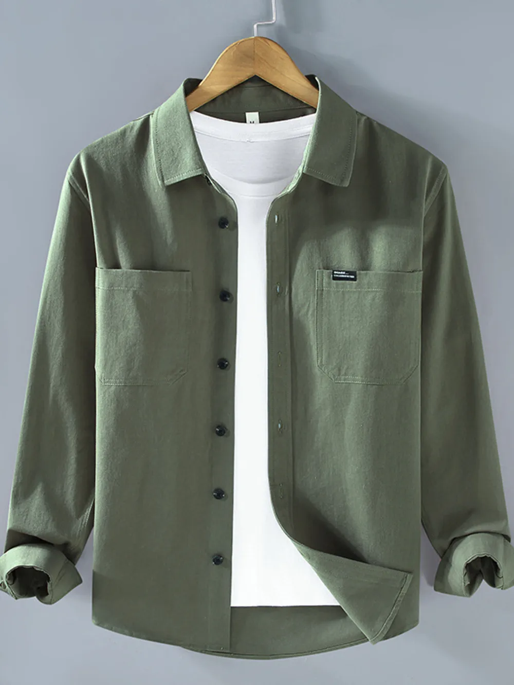 Men's Plus Size Button Up Long Sleeve Shirt, image 3