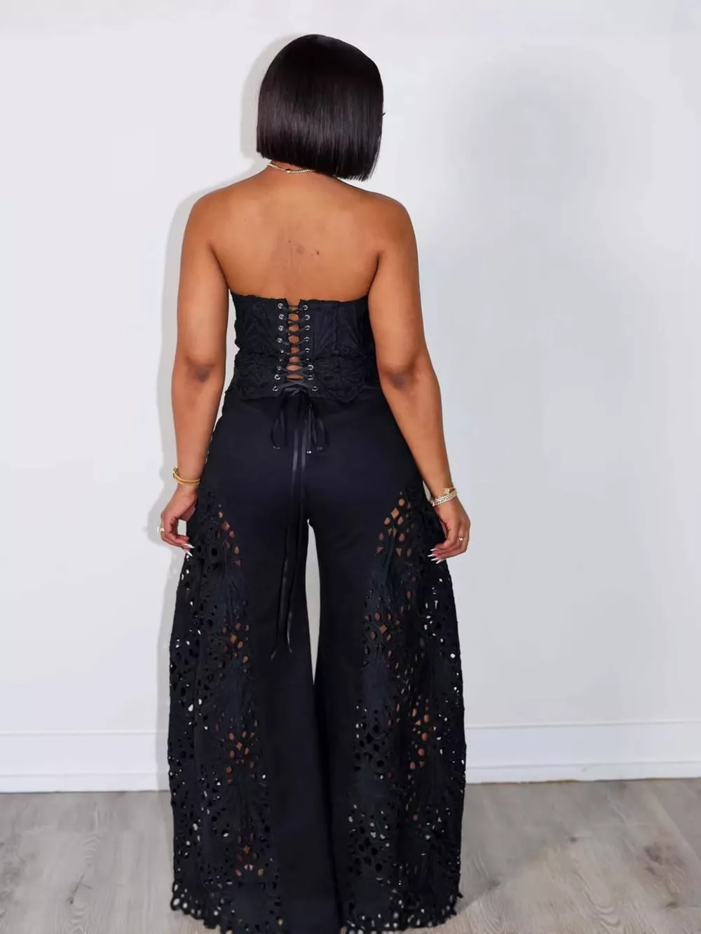 Cutout Tube Top and Wide Leg Pants Set, image 13