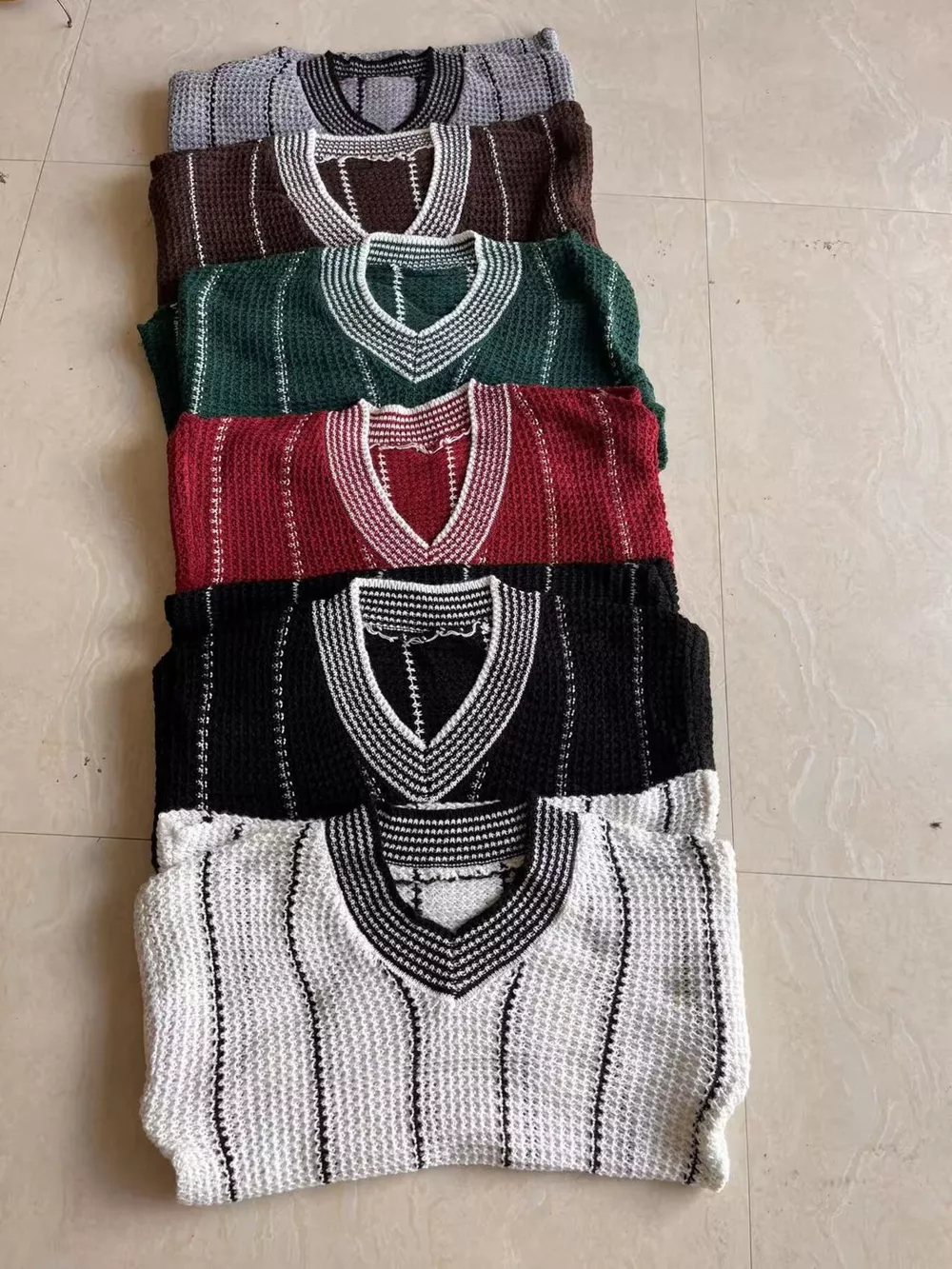 V-Neck Textured Knit Sweater, image 21