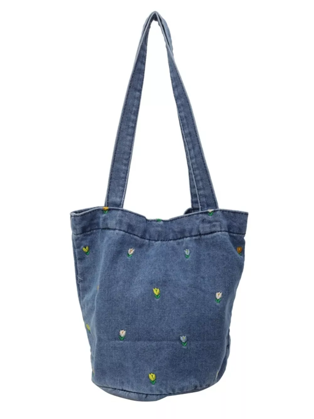 Floral Embroidered Denim Handbag, image 5
