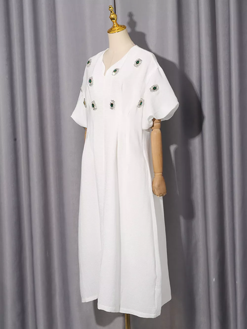 Embellished Puff Sleeve Midi Dress, image 15