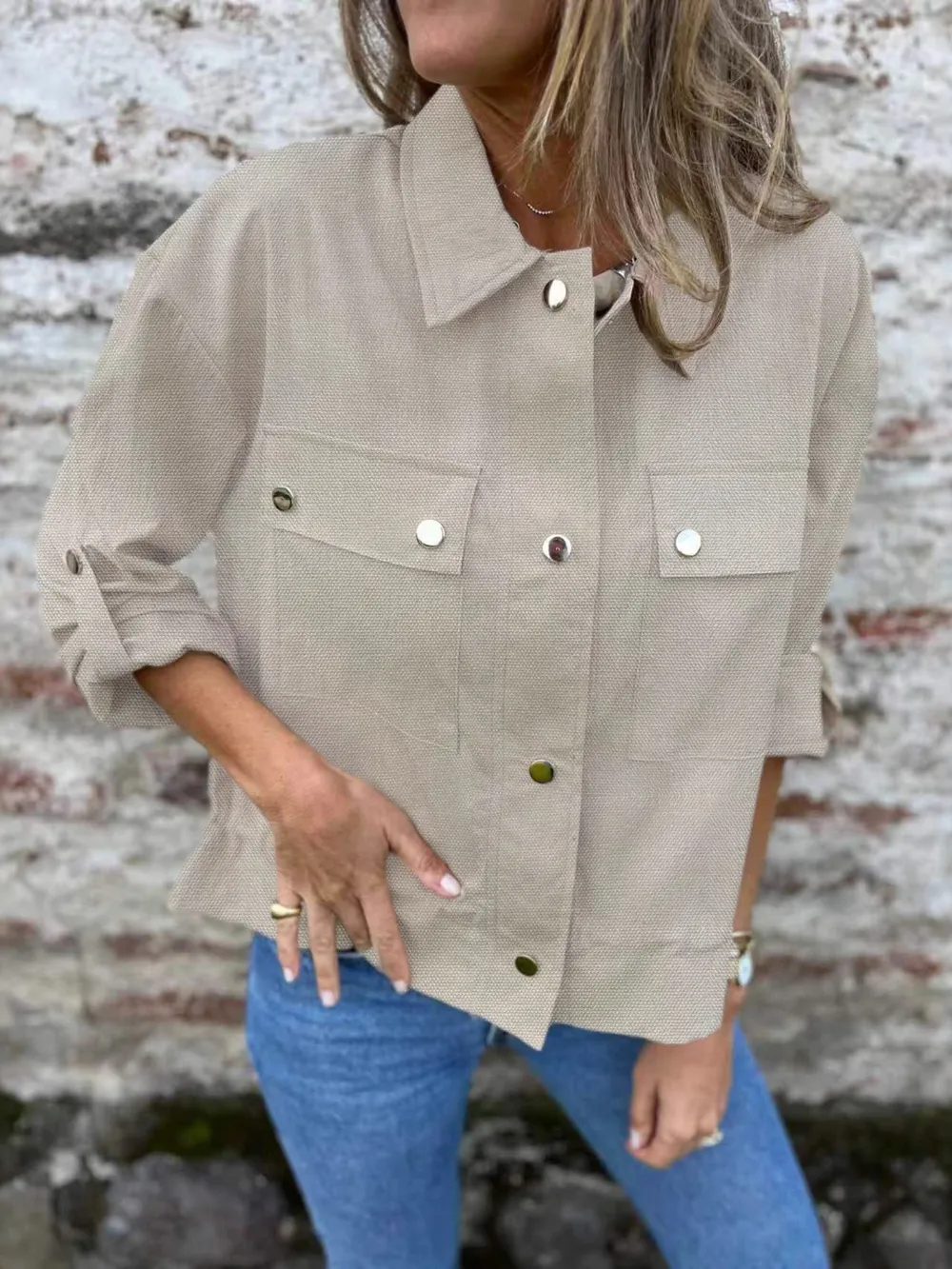 Snap-Down Utility Shacket with Chest Pockets, image 2