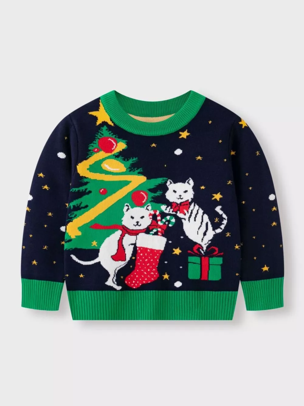 Children's Christmas Tree Round Neck Sweater, image 2