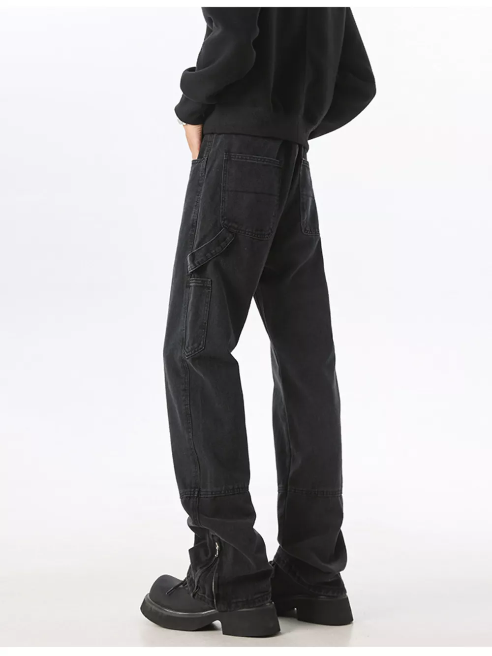 Men's Washed Wide Leg Jeans, image 2