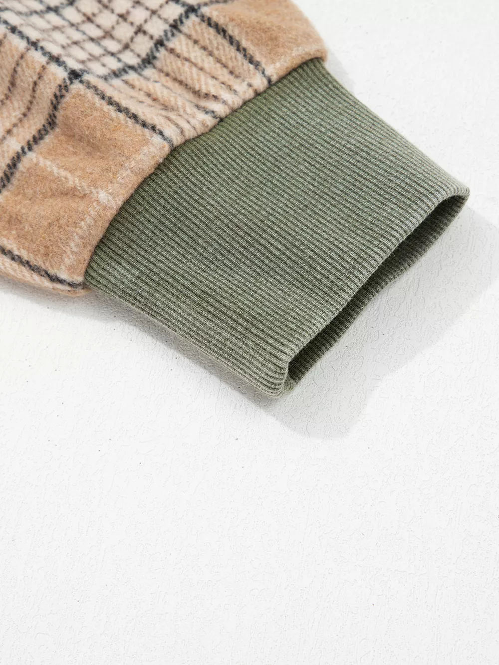 Plaid Sleeve Drawstring Pocket Hoodie, image 14