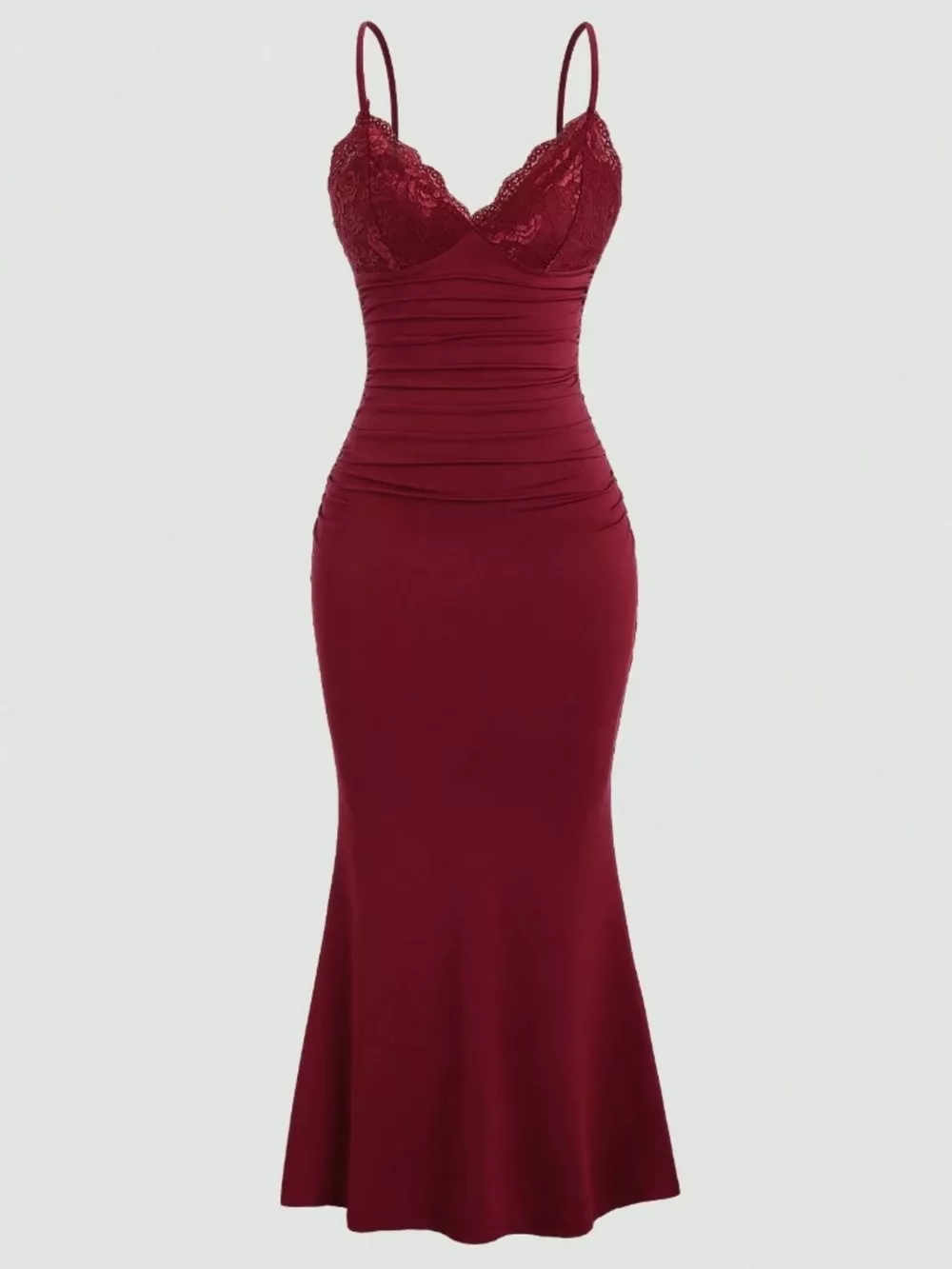 Lace Trim Ruched Mermaid Dress, image 10