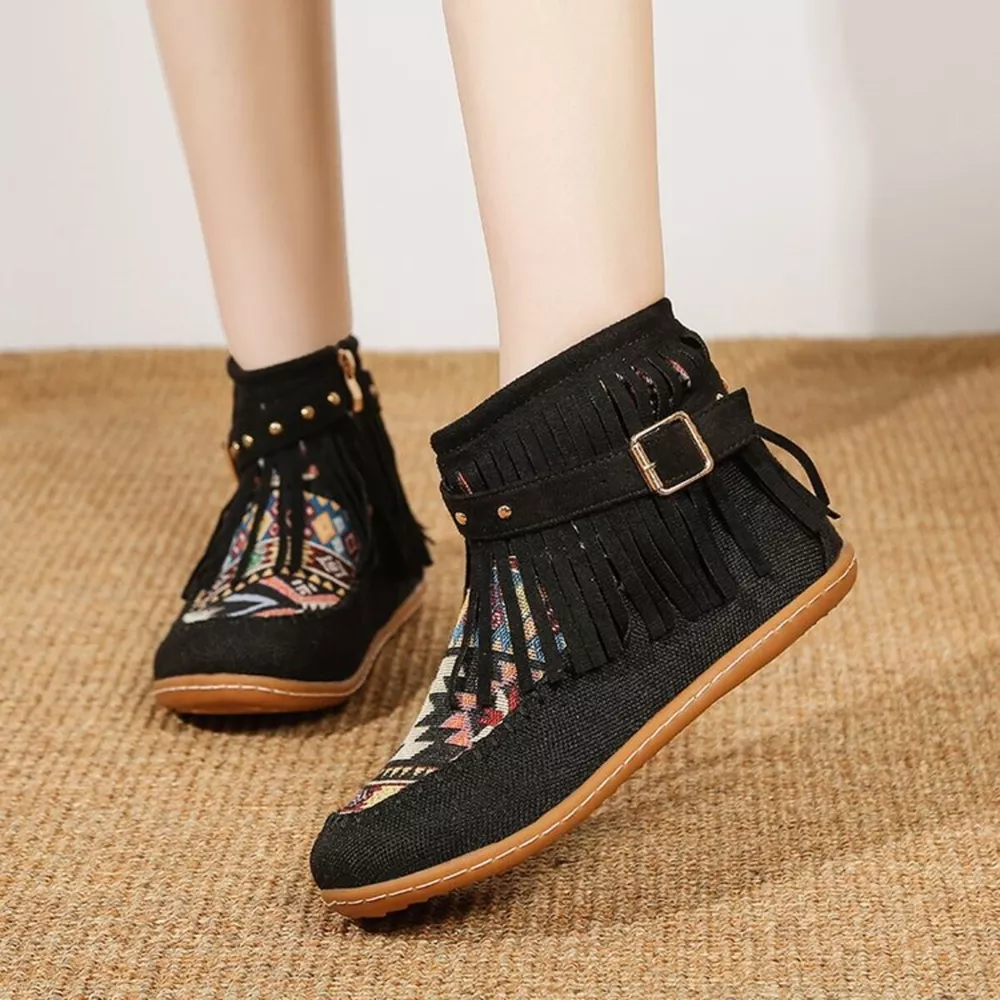 Fringe Side Zipper Ankle Boots, image 8