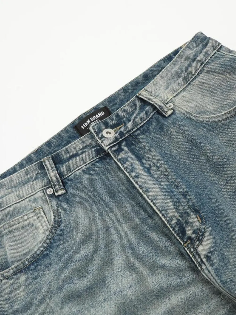 Men's Distressed Wide Leg Vintage Wash Jeans, image 19