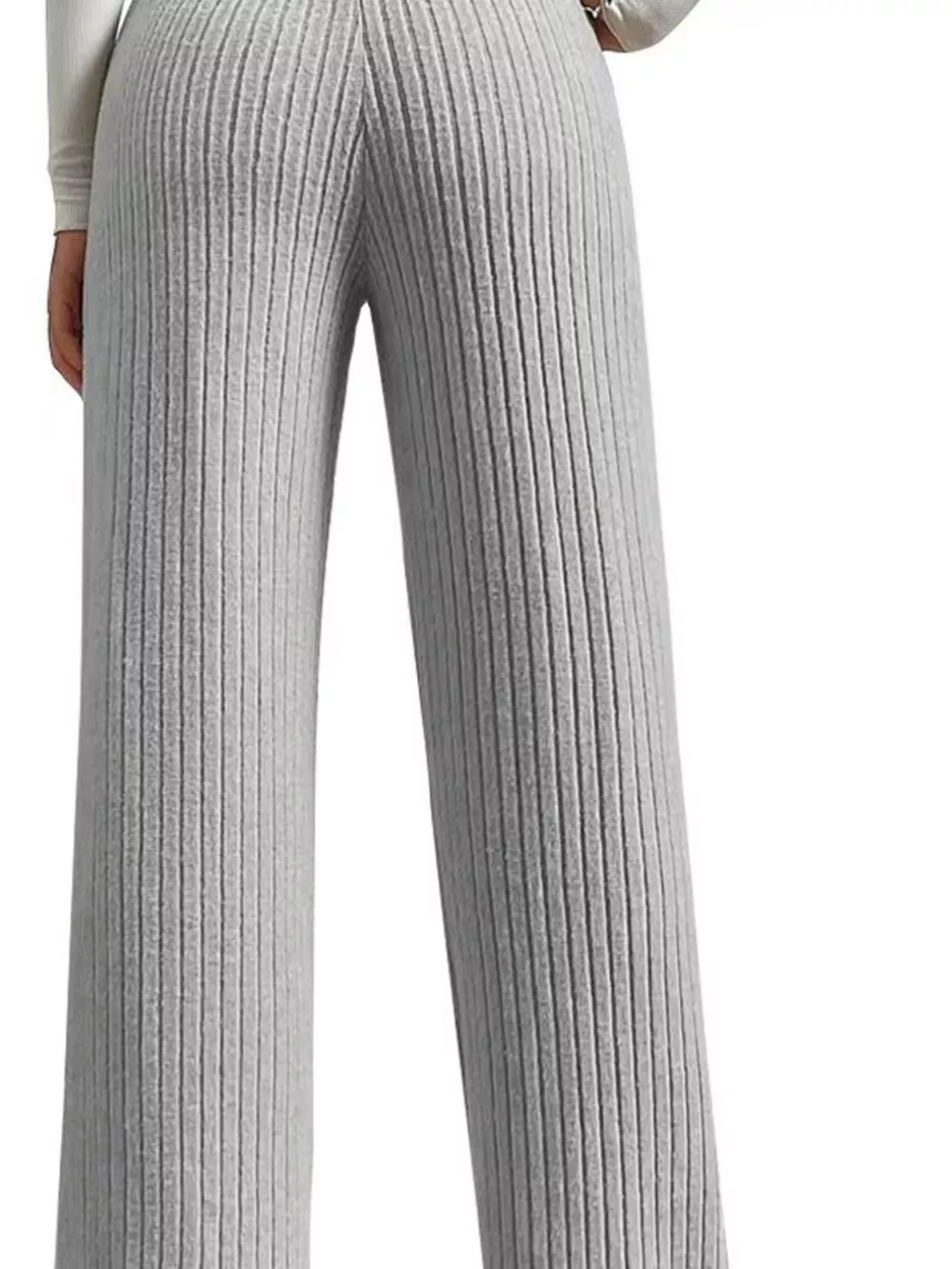 Ribbed Knit Wide-Leg Sweater Pants, image 8