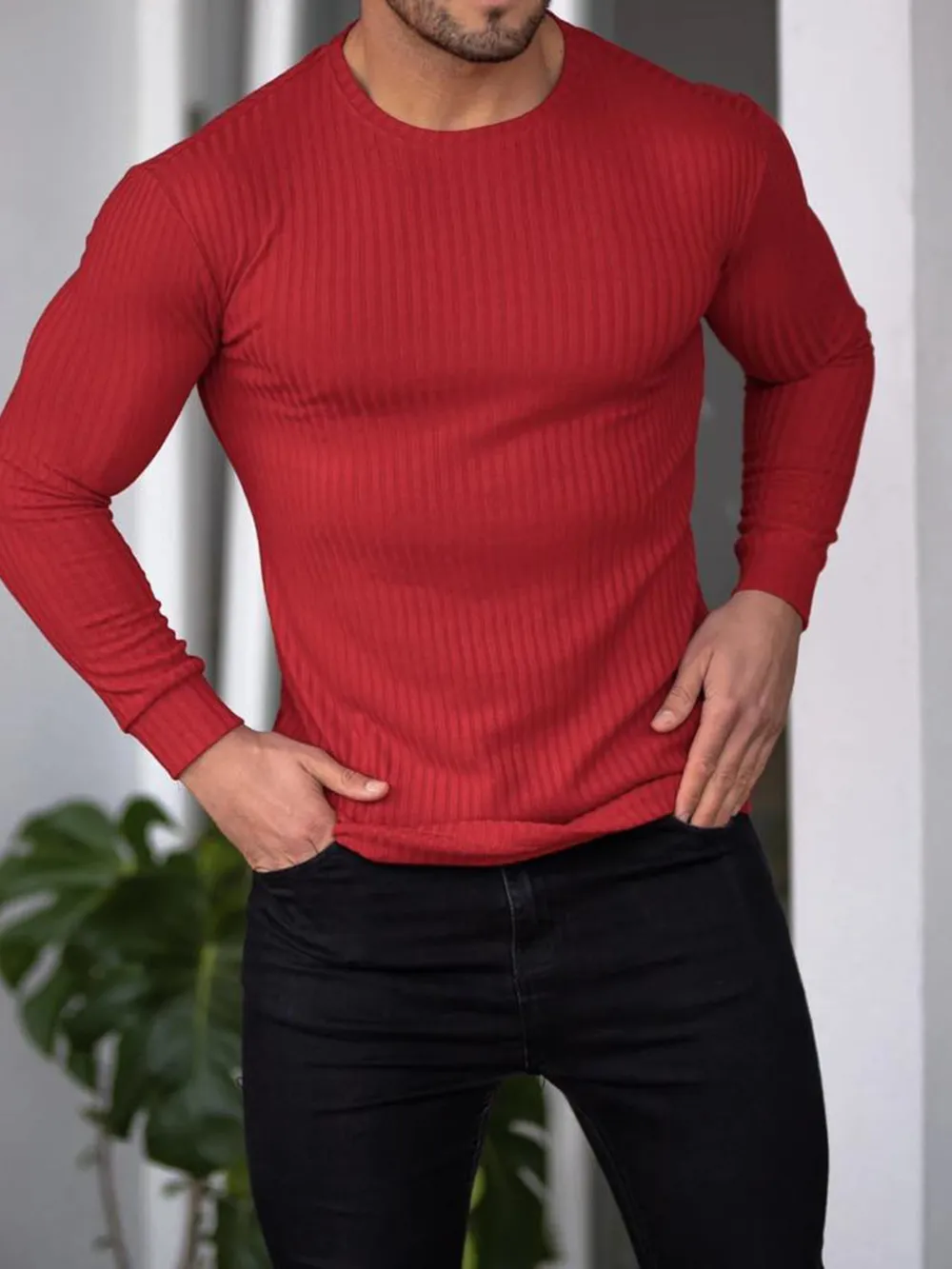 Men's Plus Size Long Sleeve Fitted T-Shirt, image 4