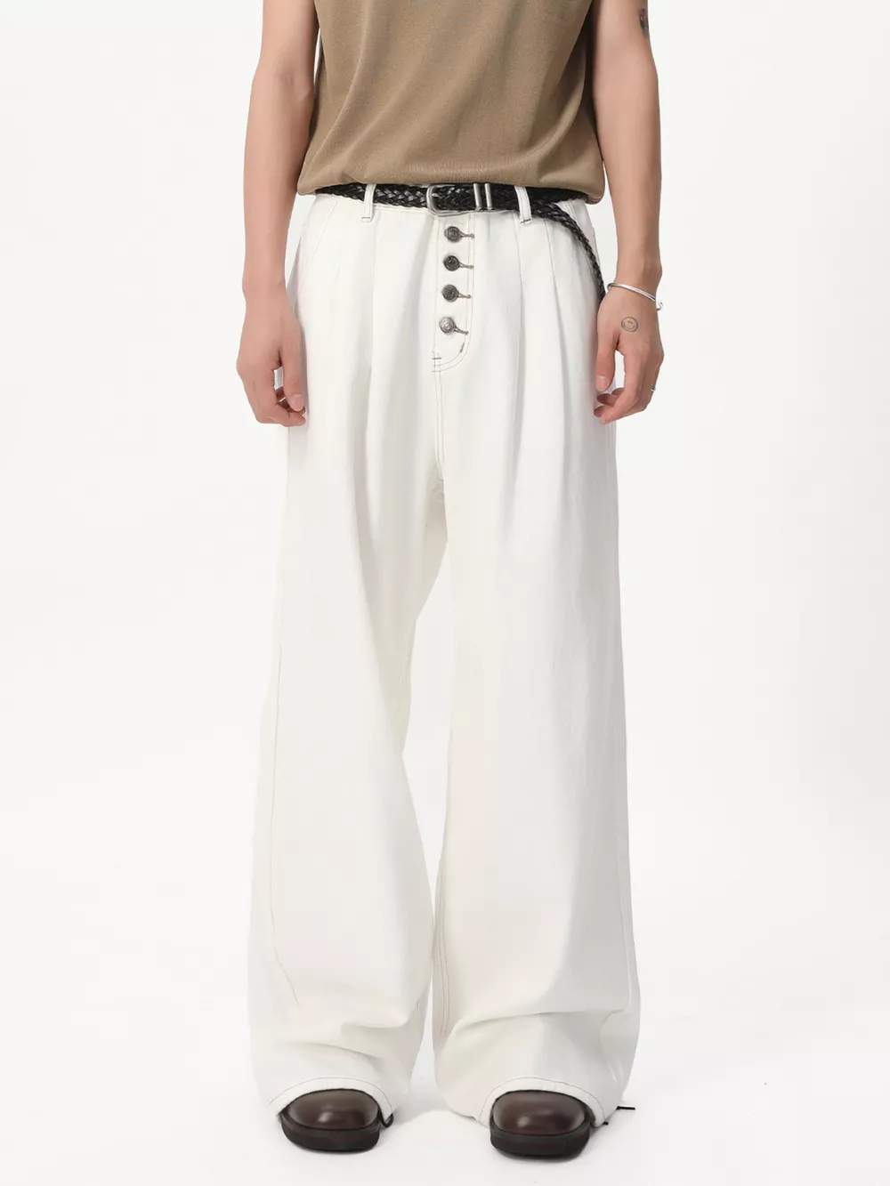 Men's Button-Fly Wide Leg Jeans, image 8