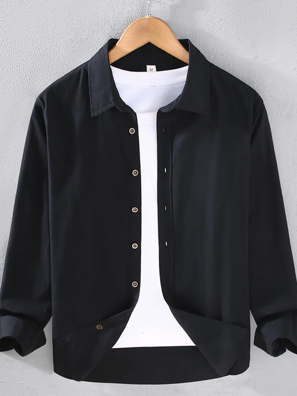 Men's Plus Size Button-Up Shirt with Rolled Sleeves, image 6
