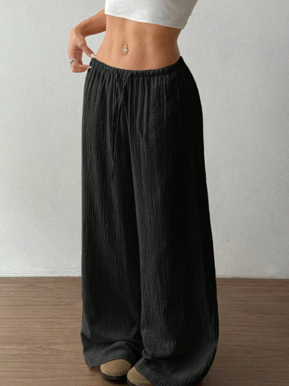 Wide Leg Drawstring Casual Pants, image 15